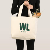 Minimalist Emerald Green Personalized Monogram Grote Tote Bag (Voorkant (product))