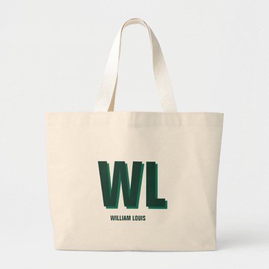 Minimalist Emerald Green Personalized Monogram Grote Tote Bag (Voorkant)