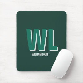 Minimalist Emerald Green Personalized Monogram Muismat