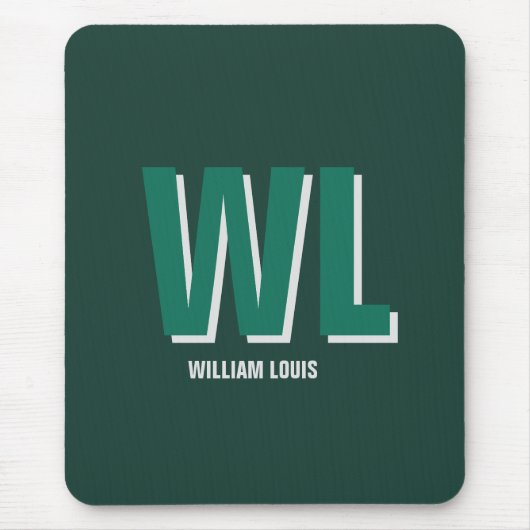 Minimalist Emerald Green Personalized Monogram Muismat (Voorkant)