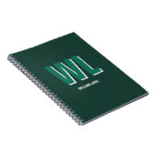Minimalist Emerald Green Personalized Monogram  Notitieboek (Rechterzijde)