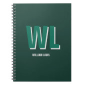 Minimalist Emerald Green Personalized Monogram  Notitieboek (Voorkant)