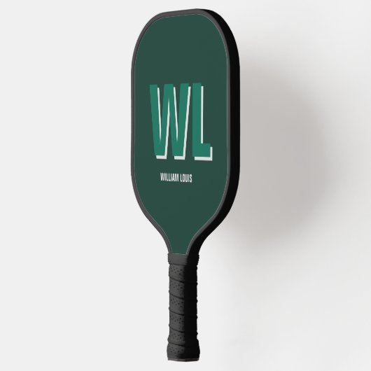 Minimalist Emerald Green Personalized Monogram  Pickleball Paddle (Links)
