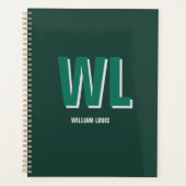 Minimalist Emerald Green Personalized Monogram Planner (Voorkant)