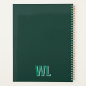 Minimalist Emerald Green Personalized Monogram Planner (Achterkant)
