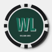 Minimalist Emerald Green Personalized Monogram Poker Chips (Voorkant)