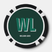 Minimalist Emerald Green Personalized Monogram Poker Chips (Achterkant)