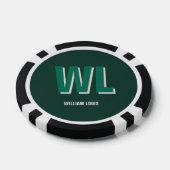 Minimalist Emerald Green Personalized Monogram Poker Chips (Enkel)