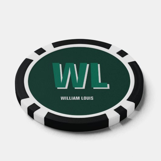 Minimalist Emerald Green Personalized Monogram Poker Chips (Enkel)