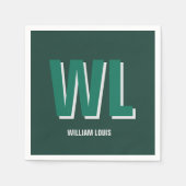 Minimalist Emerald Green Personalized Monogram Servet (Voorkant)