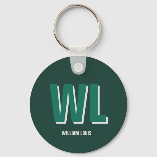 Minimalist Emerald Green Personalized Monogram  Sleutelhanger (Voorkant)