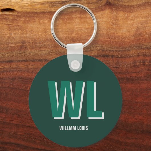 Minimalist Emerald Green Personalized Monogram Sleutelhanger (Voorkant)