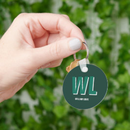 Minimalist Emerald Green Personalized Monogram Sleutelhanger
