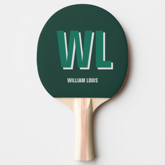 Minimalist Emerald Green Personalized Monogram  Tafeltennisbatje (Voorkant)
