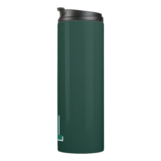Minimalist Emerald Green Personalized Monogram  Thermosbeker (Geroteerd rechts)
