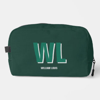 Minimalist Emerald Green Personalized Monogram  Toilettasje