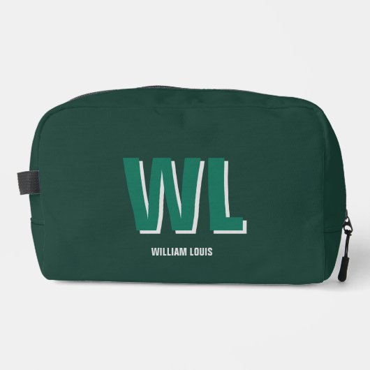 Minimalist Emerald Green Personalized Monogram Toilettasje (Voorkant)
