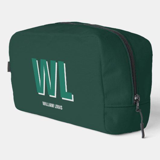 Minimalist Emerald Green Personalized Monogram Toilettasje (Rechterhoek)