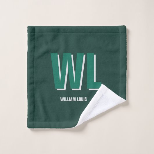 Minimalist Emerald Green Personalized Monogram Washandje (Wasdoekje)