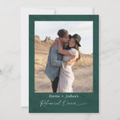 Minimalist Emerald Green Photo Rehearsal Dinner  Kaart (Achterkant)