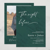 Minimalist Emerald Green Photo Rehearsal Dinner  Kaart (Voorkant / Achterkant)