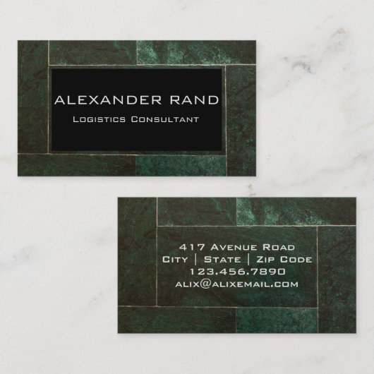 Minimalist Emerald Marble Visitekaartje (Voorkant / Achterkant)
