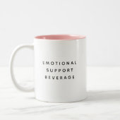 Minimalist Emotional Support Beverage Funny Modern Tweekleurige Koffiemok (Links)