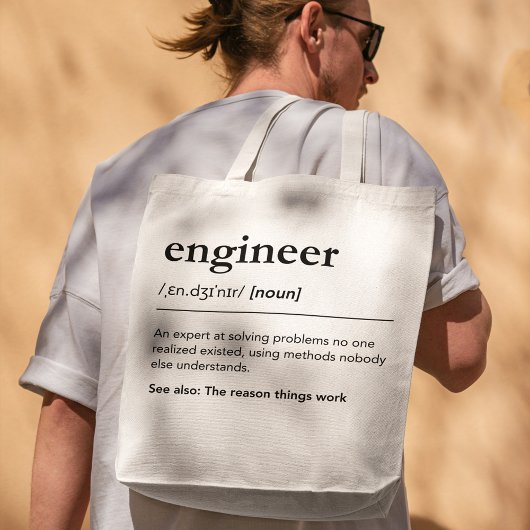Minimalist Engineer Dictionary definitie Grappig Tote Bag