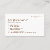 Minimalist Entrepreneur Professional Beige White Visitekaartje (Voorkant)
