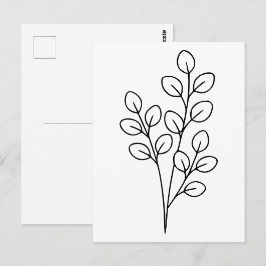 Minimalist Eucalyptus Botanical Line Art Briefkaart (Voorkant / Achterkant)