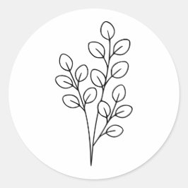 Minimalist Eucalyptus Botanical Line Art Ronde Sticker