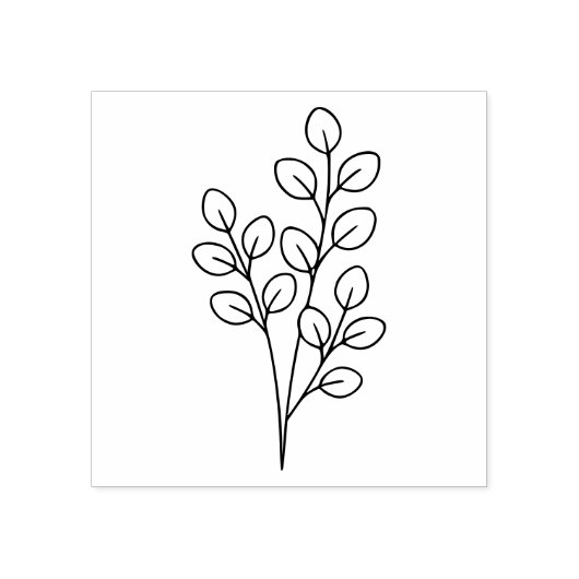 Minimalist Eucalyptus Botanical Line Art Rubberstempel (Afrduk)