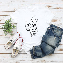 Minimalist Eucalyptus Botanical Line Art T-shirt