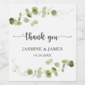 Minimalist Eucalyptus Botanical Wedding Thank You Wijn Etiket (Enkel label)