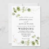 Minimalist Eucalyptus Green Foliage Classy Wedding Kaart (Voorkant)