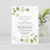 Minimalist Eucalyptus Green Foliage Classy Wedding Kaart (Staand voorkant)