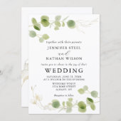 Minimalist Eucalyptus Green Foliage Classy Wedding Kaart (Voorkant / Achterkant)