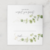 Minimalist Eucalyptus Green Foliage Classy Wedding Plaatskaartje (Buitenkant ongevouwen)