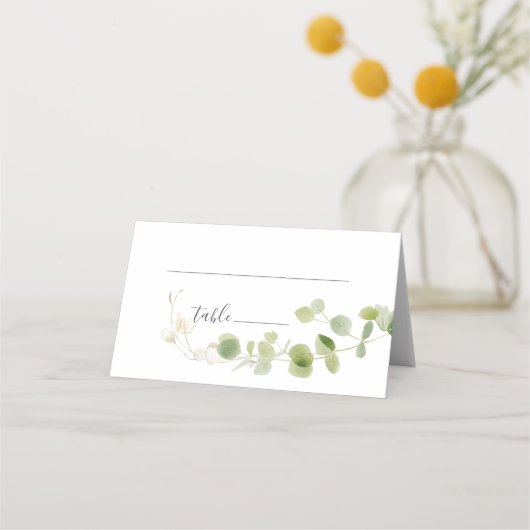 Minimalist Eucalyptus Green Foliage Classy Wedding Plaatskaartje (Voorkant)