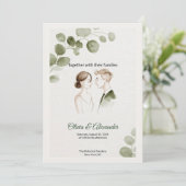 Minimalist Eucalyptus Greenery Wedding Invitation Kaart (Staand voorkant)