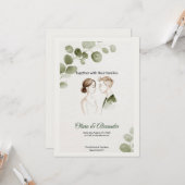 Minimalist Eucalyptus Greenery Wedding Invitation Kaart (Voorkant / Achterkant in situ)