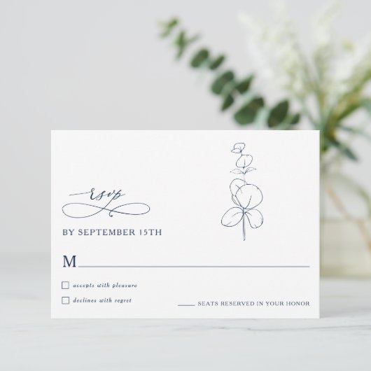 Minimalist Eucalyptus Spring  Wedding RSVP Cards (Staand voorkant)