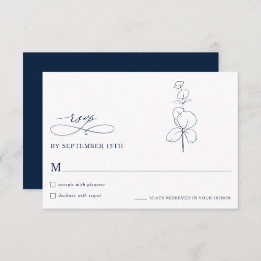 Minimalist Eucalyptus Spring  Wedding RSVP Cards (Voorkant / Achterkant)