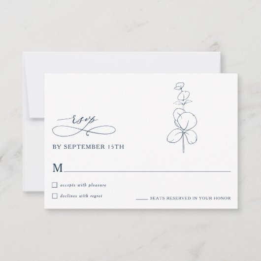 Minimalist Eucalyptus Spring  Wedding RSVP Cards Kaartje (Voorkant)