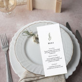 Minimalist Eucalyptus Wedding Menu Card