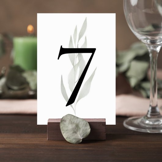 Minimalist Eucalyptus Wedding Table Number Sign Kaart