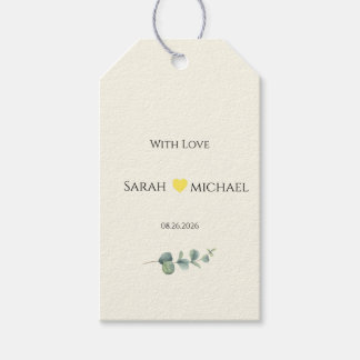 Minimalist Eucalyptus with Love Wedding Favor Tag Cadeaulabel