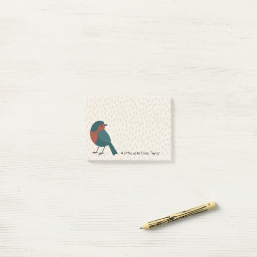 Minimalist European Robin Cute Teal Bird Drawing Post-it® Notes (Op bureau)