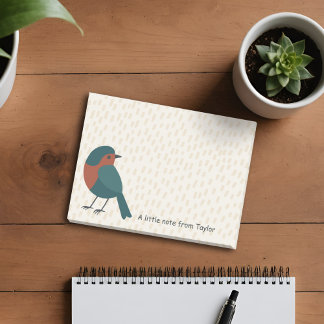 Minimalist European Robin Cute Teal Bird Drawing Post-it® Notes