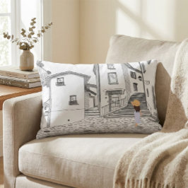 Minimalist European Street Illustration  Accent Kussen